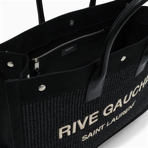 YSL Rive Gauche Tote Bag Canvas/Leather, Black/White